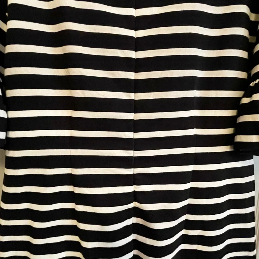 J. Crew Black and Cream Stripe Short Sleeve Dress